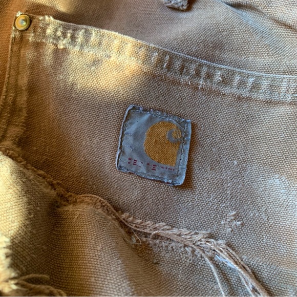Carhartt B01-M Double Knee Tan Thrashed 33x34 Loose Fit Vintage - Picture 11 of 13